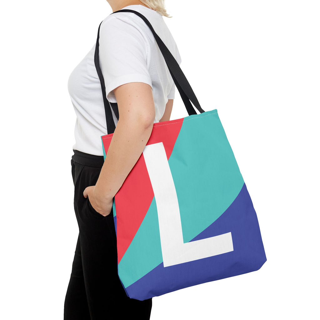 Monogram 'L' Colorblock Tote Bag — Personalized Initial L Shoulder Tote
