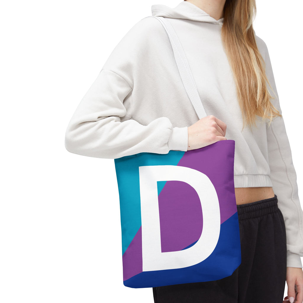Monogram 'D' Colorblock Tote Bag — Personalized Initial D Shoulder Tote