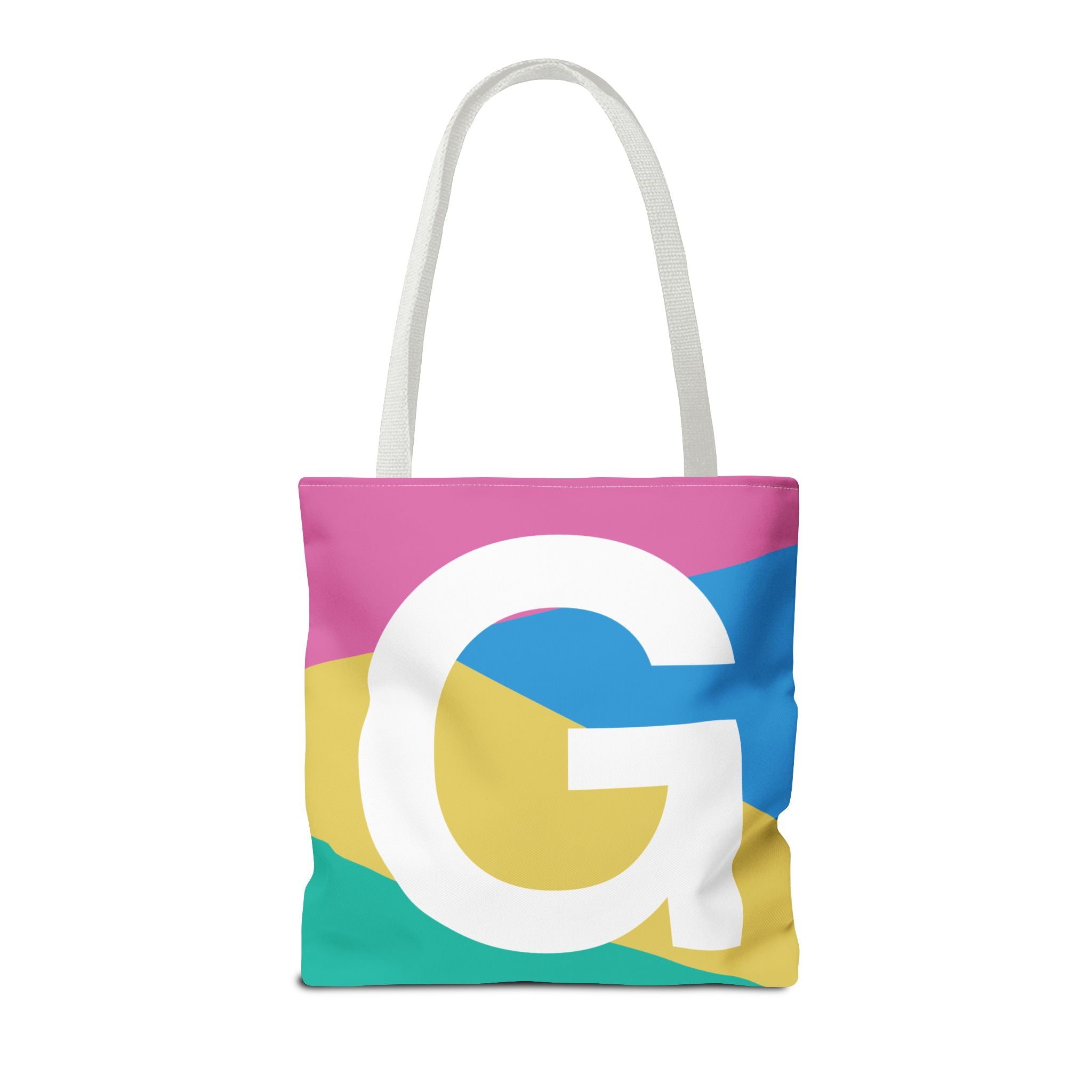 Monogram 'G' Colorblock Tote Bag — Personalized Initial G Shoulder Tote