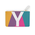 Initial Y Mini Clutch — Colorblock Monogram Wristlet Wallet