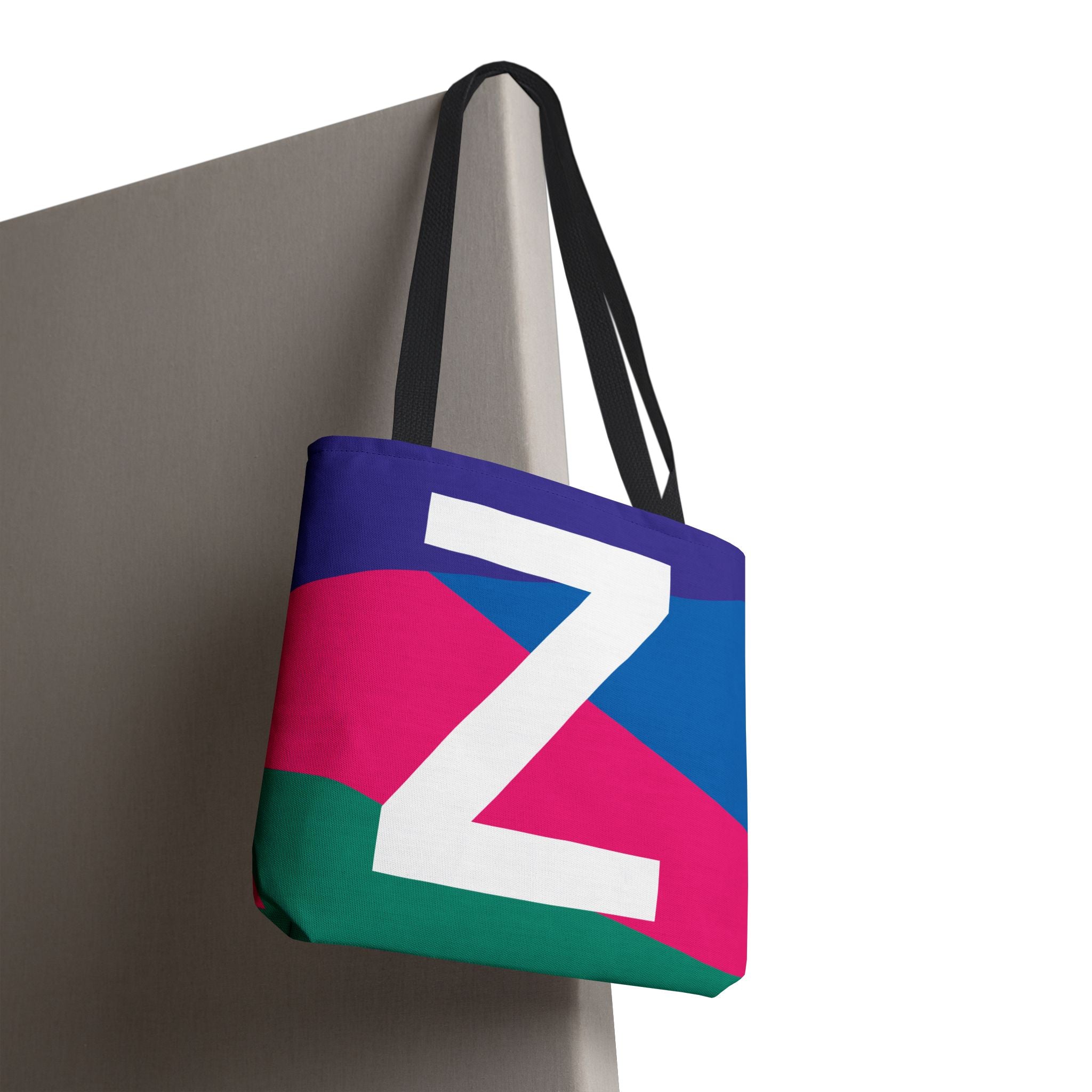 Monogram 'Z' Colorblock Tote Bag — Personalized Initial Z Shoulder Tote