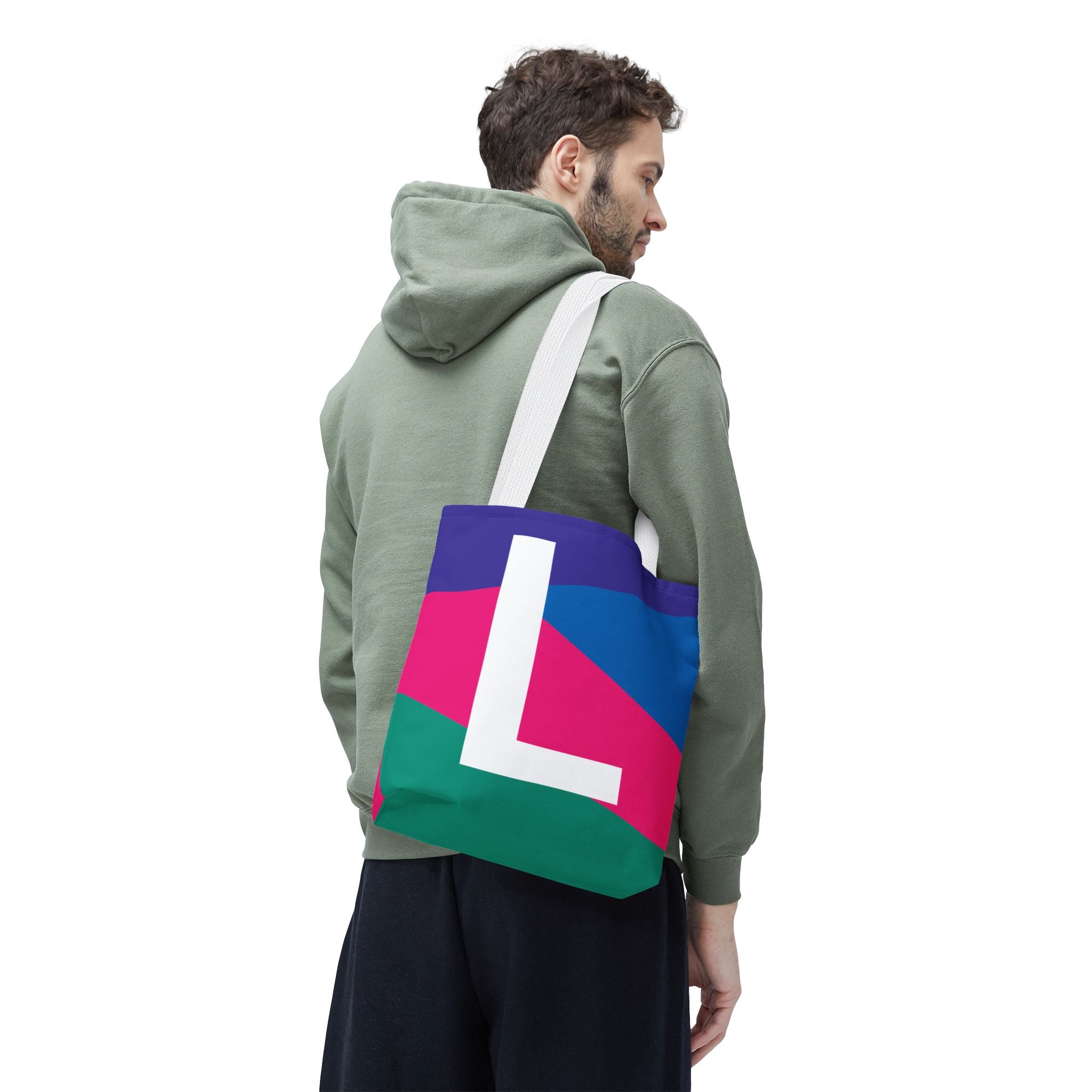 Monogram 'L' Colorblock Tote Bag — Personalized Initial L Shoulder Tote