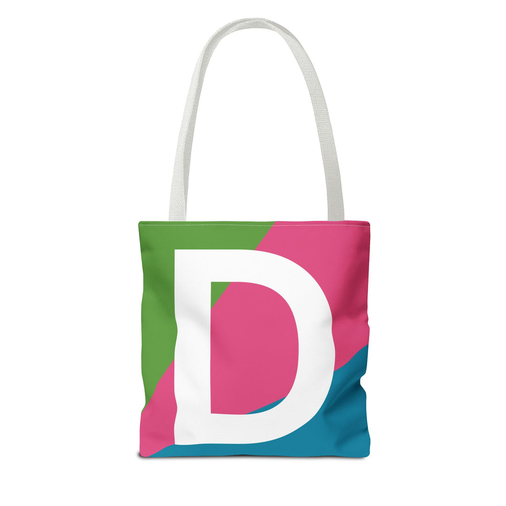 Monogram 'D' Colorblock Tote Bag — Personalized Initial D Shoulder Tote