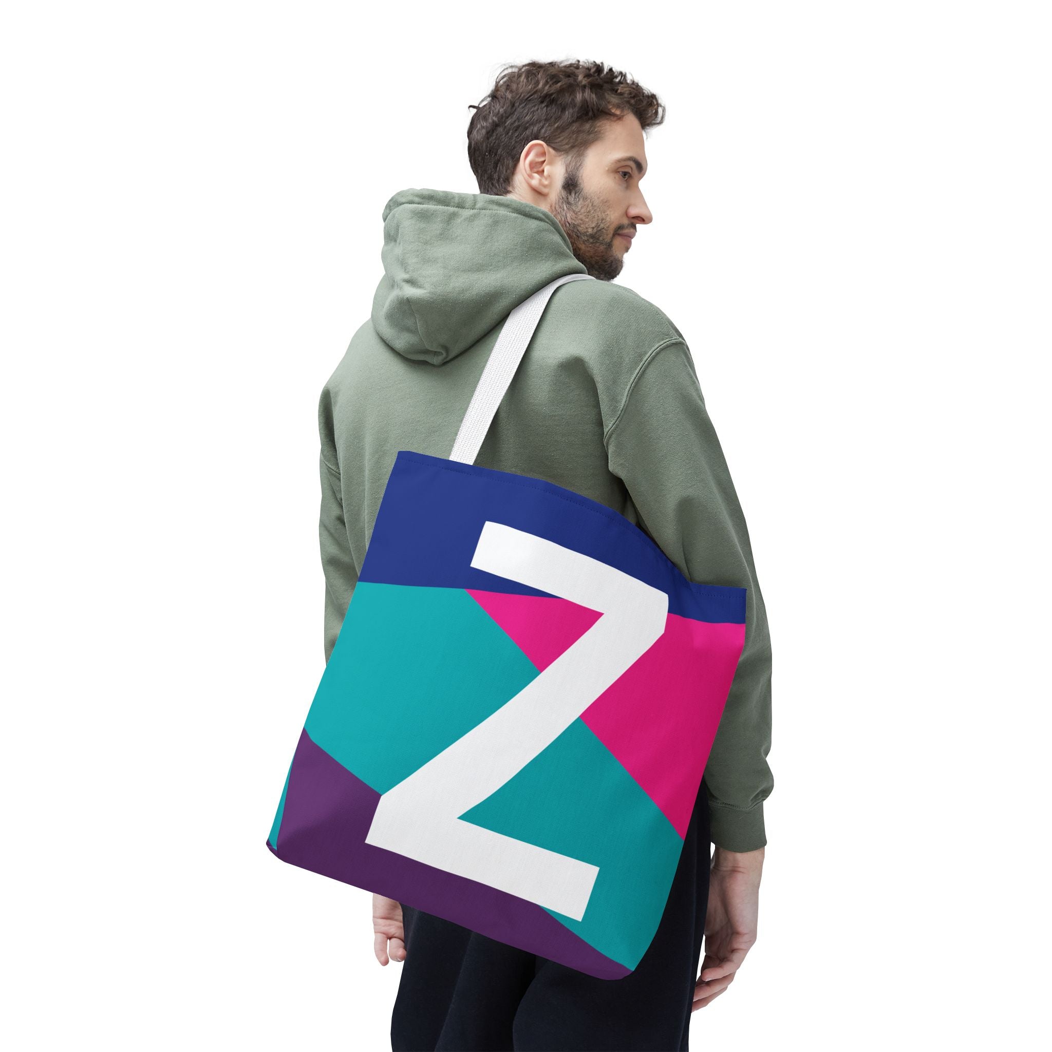 Monogram 'Z' Colorblock Tote Bag — Personalized Initial Z Shoulder Tote