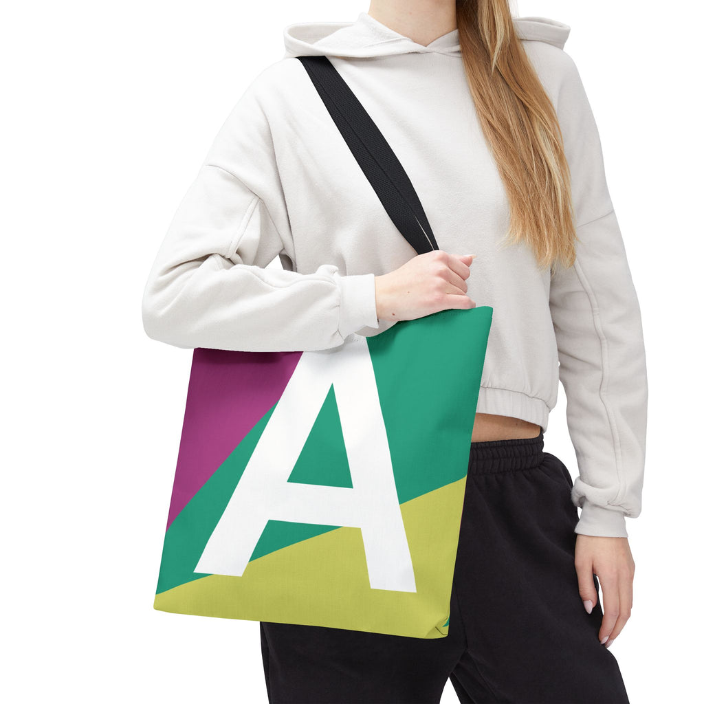 Monogram 'A' Colorblock Tote Bag — Personalized Initial A Shoulder Tote