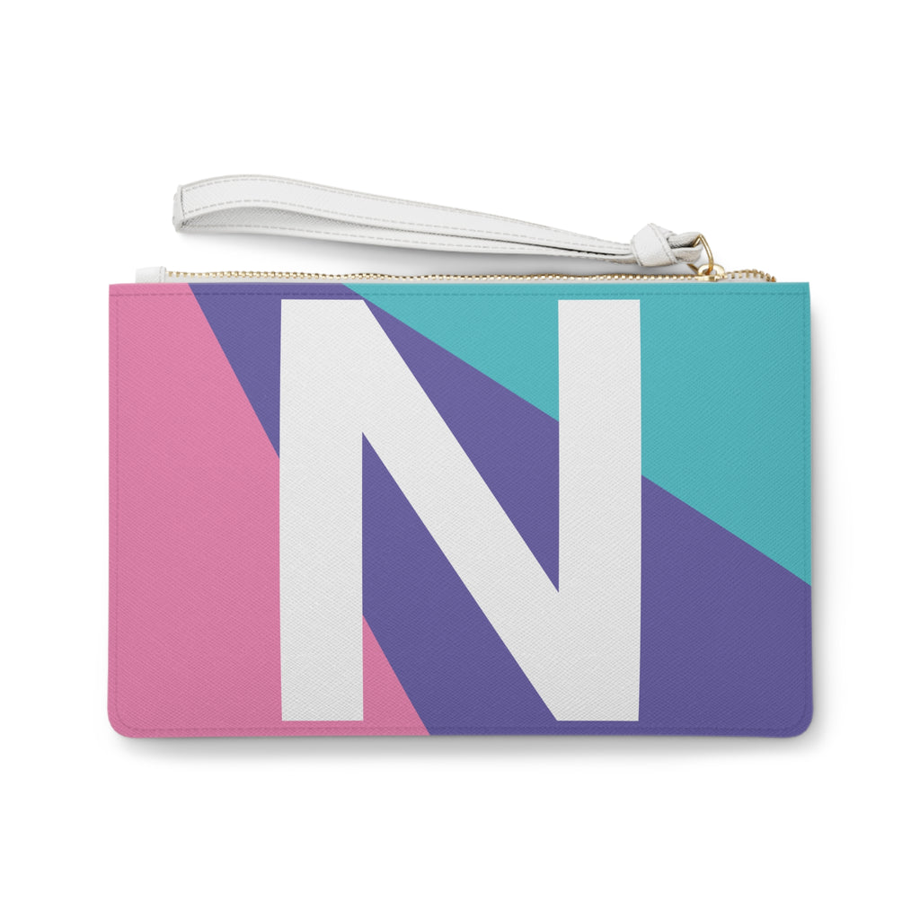 Monogram 'N' Colorblock Clutch Bag — Bold Geometric Wristlet for Everyday & Gifts