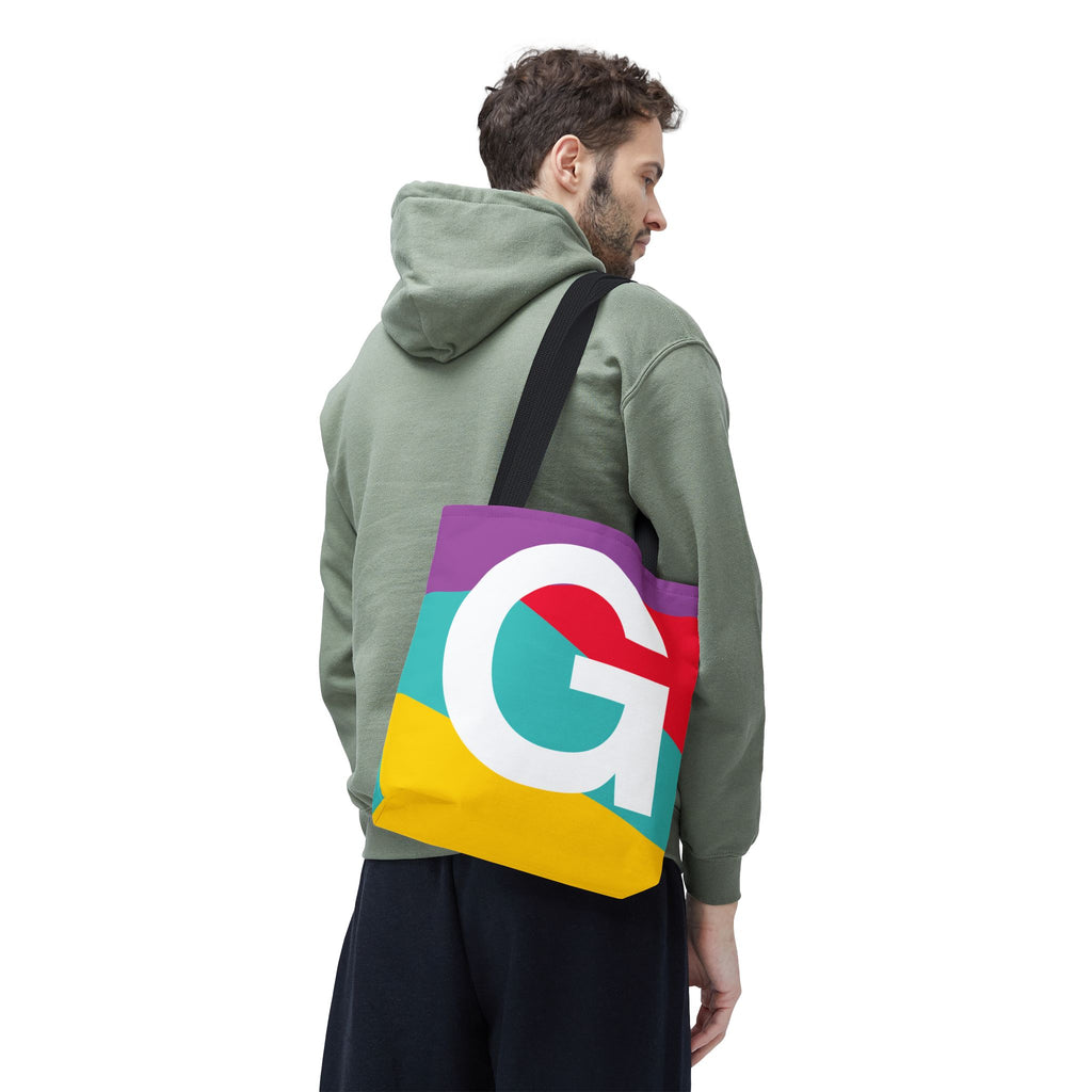 Monogram 'G' Colorblock Tote Bag — Personalized Initial G Shoulder Tote