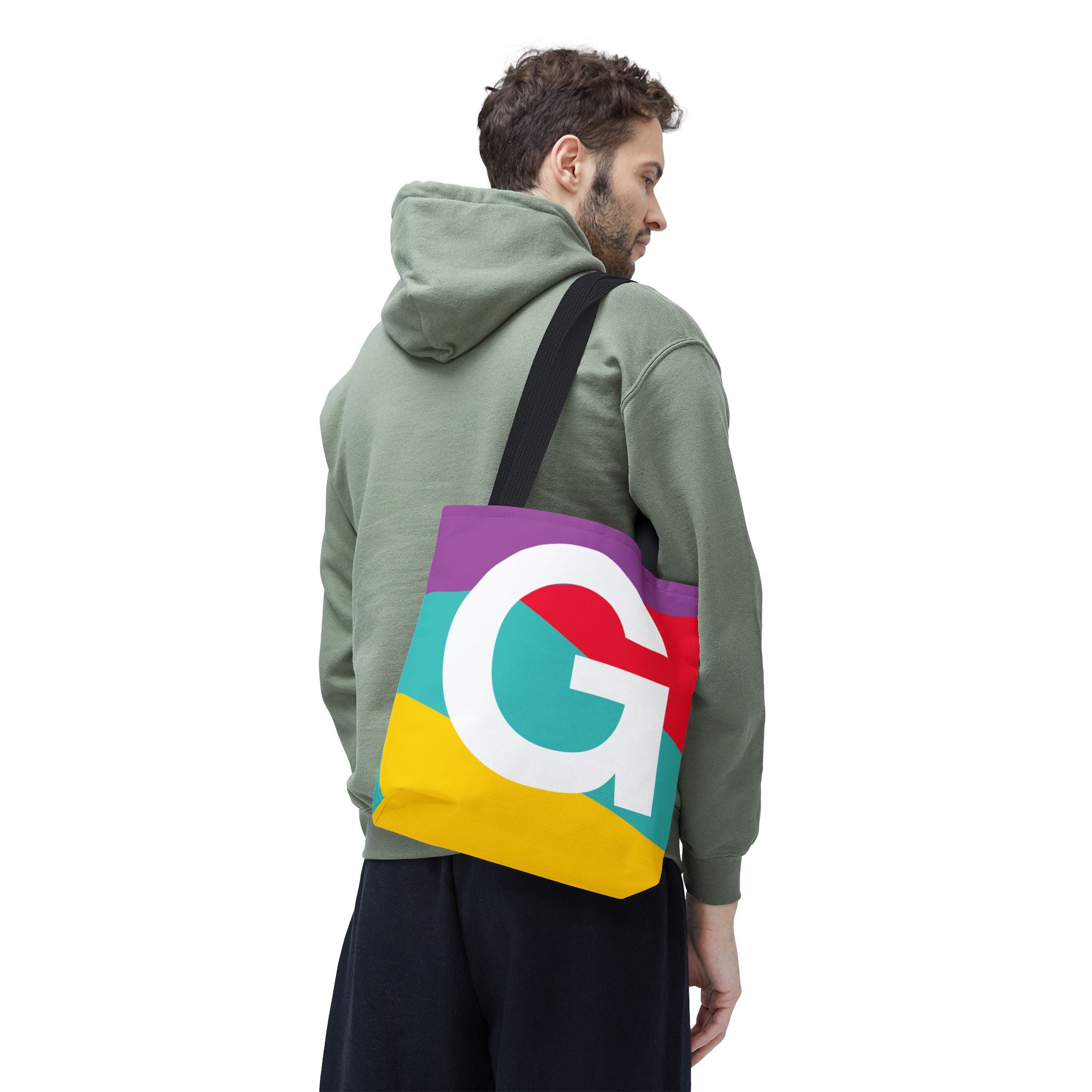 Monogram 'G' Colorblock Tote Bag — Personalized Initial G Shoulder Tote