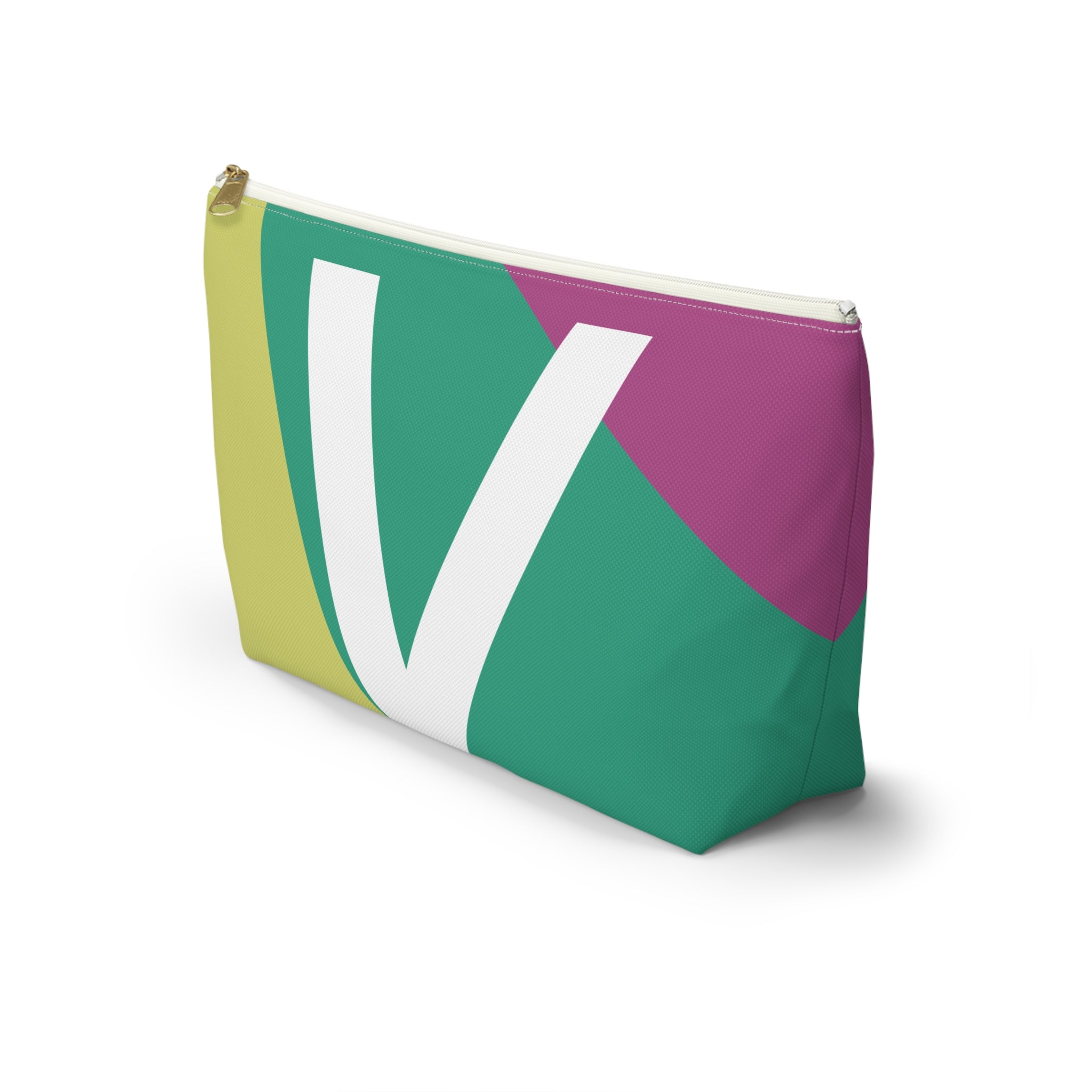 Initials Colorblock Accessory Pouch — Monogram V T-Bottom Cosmetic Bag