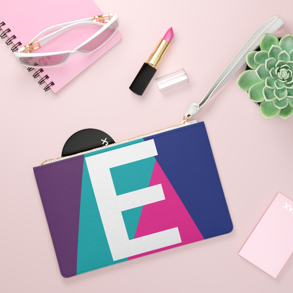 Monogram 'E' Colorblock Clutch Bag — Bold Geometric Wristlet for Everyday & Gifts