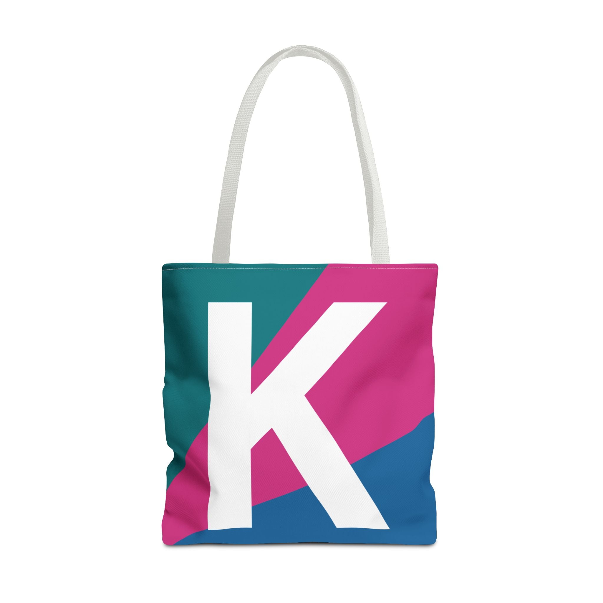 Monogram 'K' Colorblock Tote Bag — Personalized Initial K Shoulder Tote