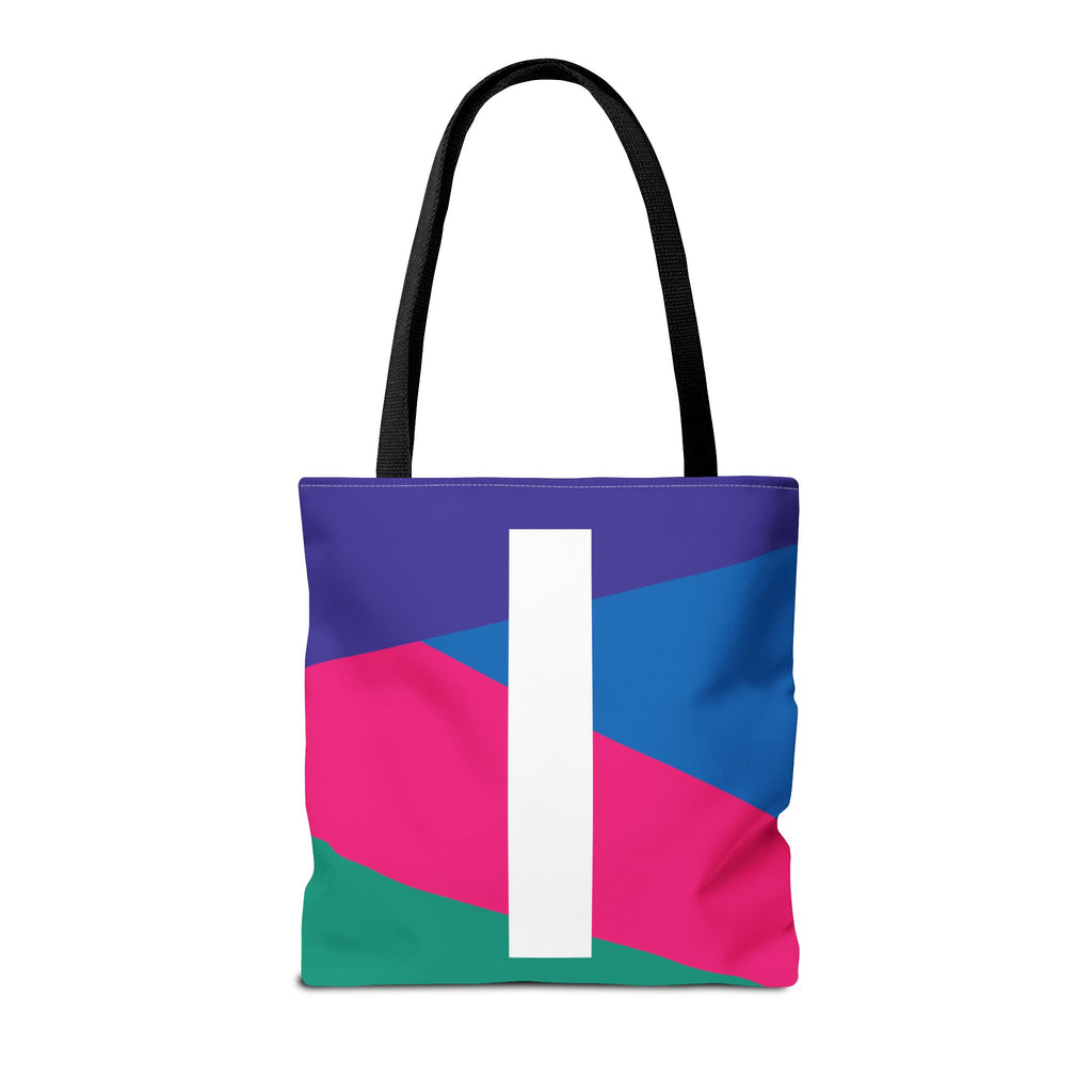 Monogram 'I' Colorblock Tote Bag — Personalized Initial I Shoulder Tote