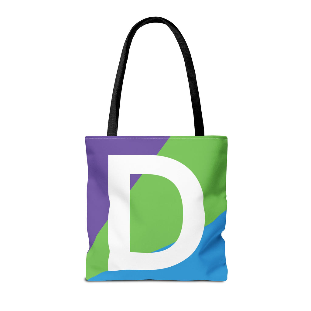 Monogram 'D' Colorblock Tote Bag — Personalized Initial D Shoulder Tote
