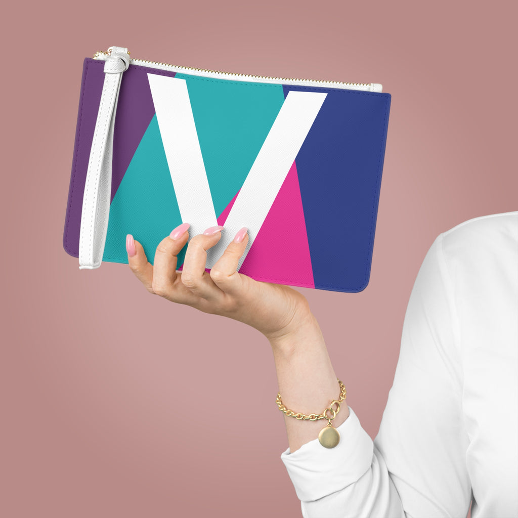 Monogram 'V' Colorblock Clutch Bag — Bold Geometric Wristlet for Everyday & Gifts