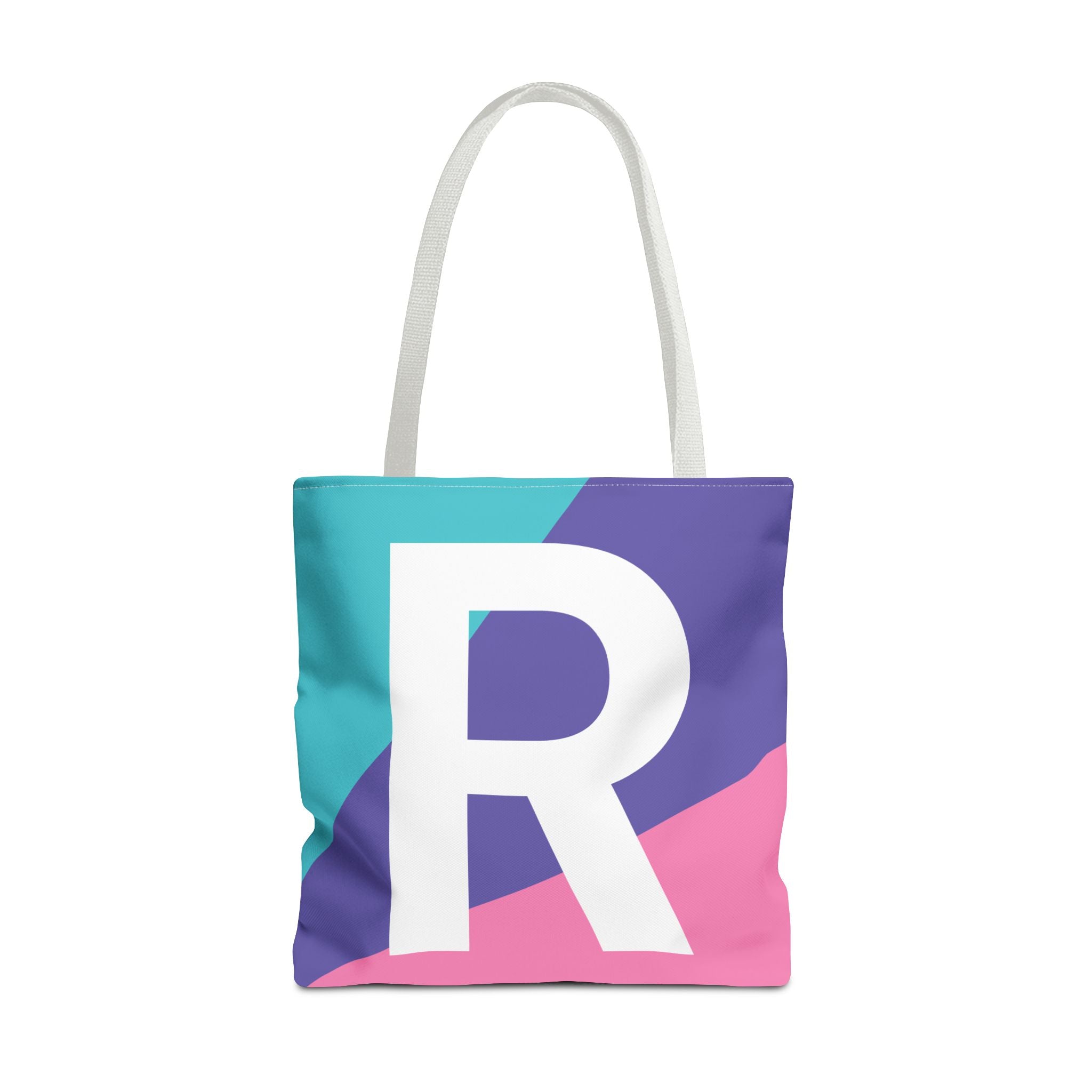 Monogram 'R' Colorblock Tote Bag — Personalized Initial R Shoulder Tote