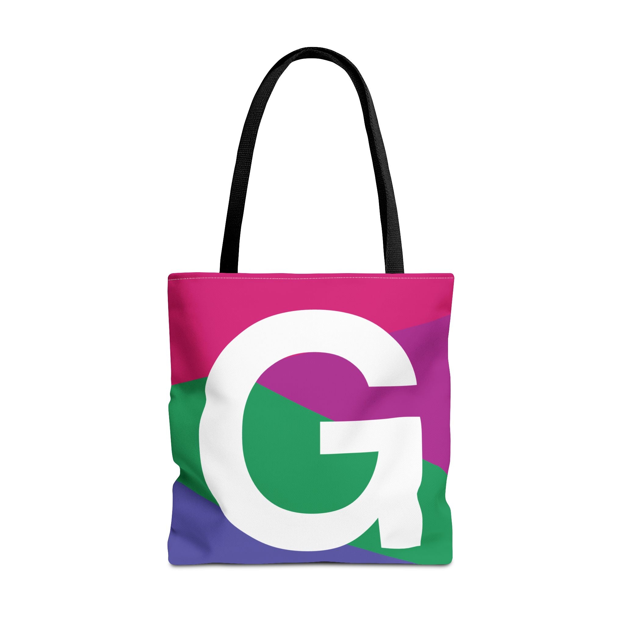 Monogram 'G' Colorblock Tote Bag — Personalized Initial G Shoulder Tote