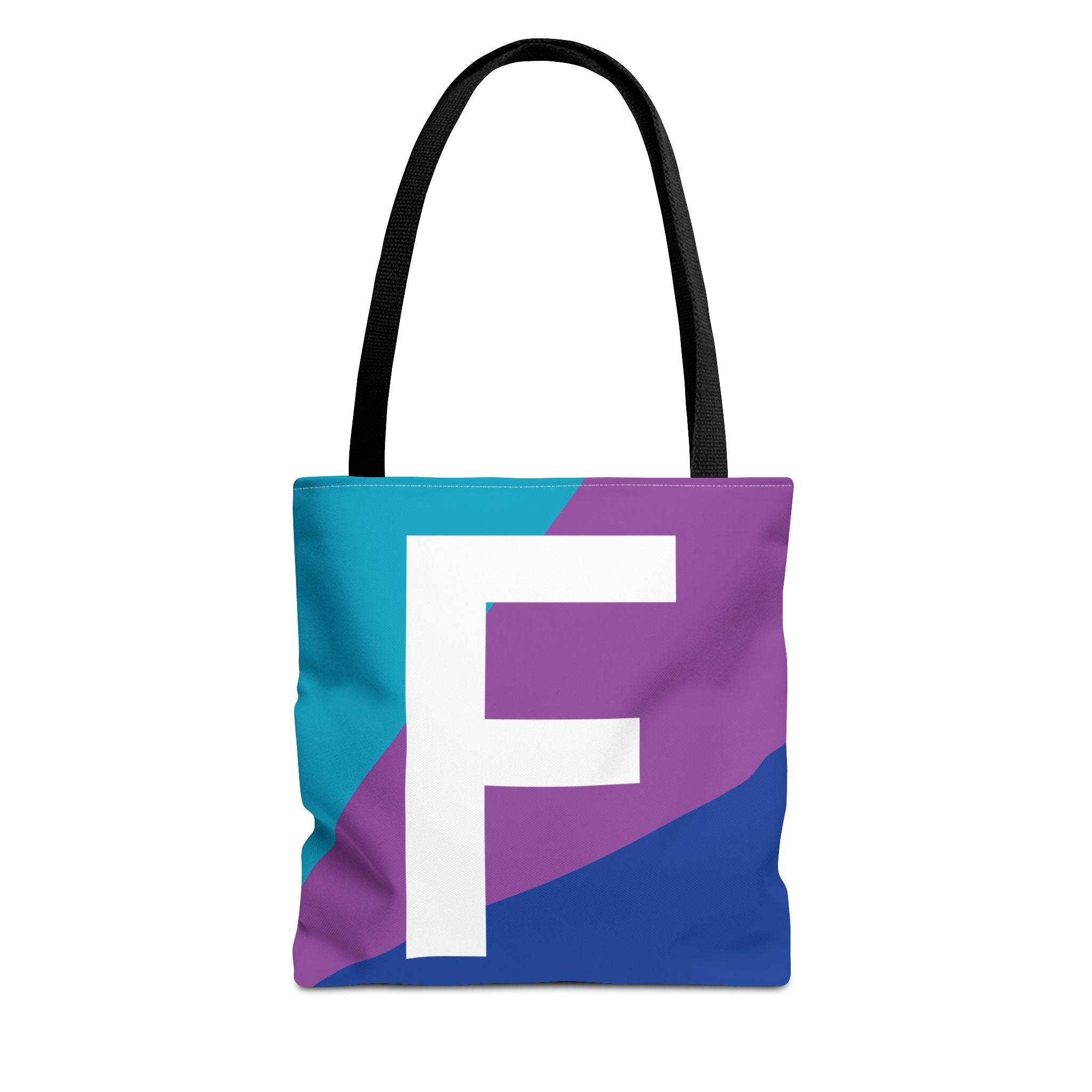 Monogram 'F' Colorblock Tote Bag — Personalized Initial F Shoulder Tote