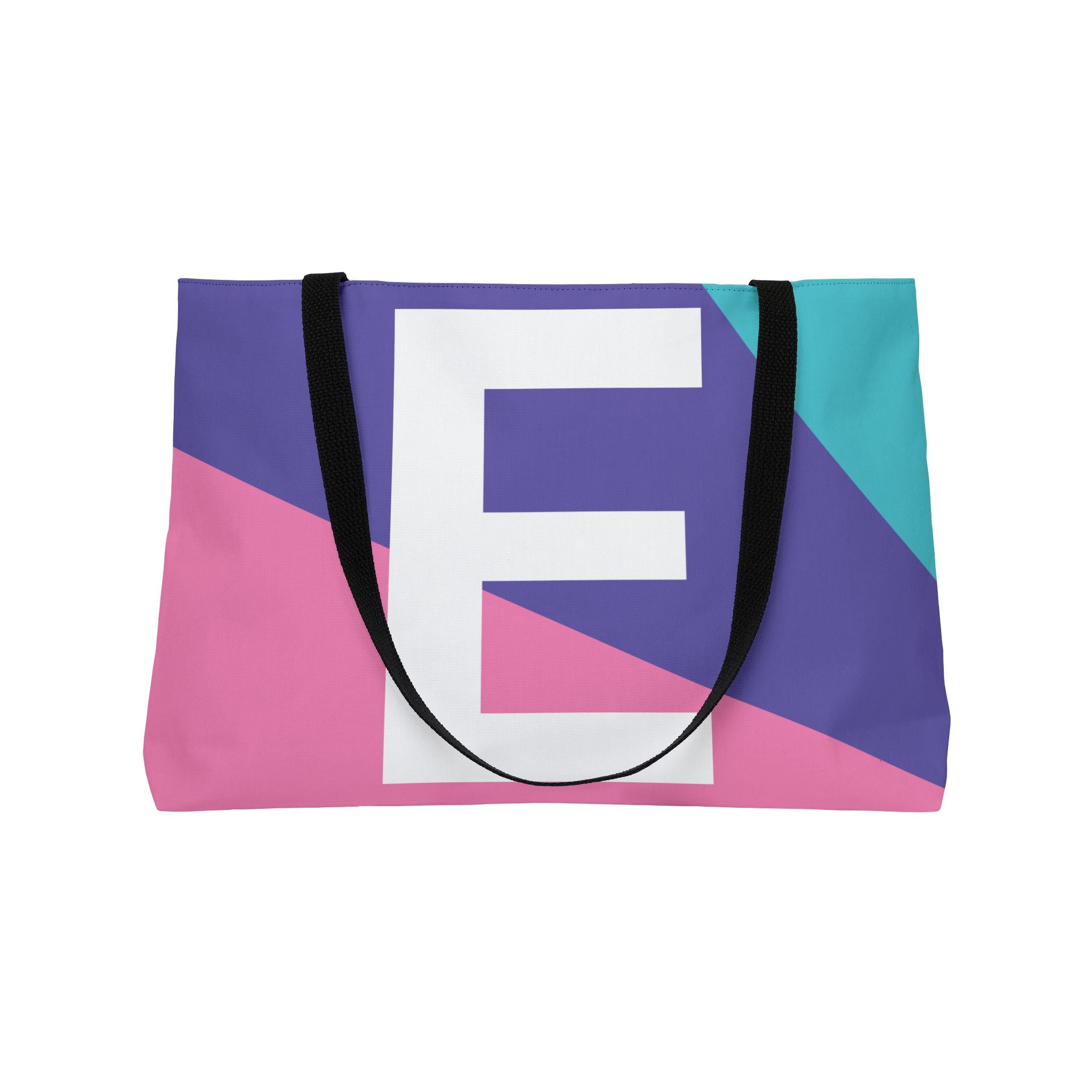 Personalized 'E' Colorblock Tote Bag — Monogram Weekender Tote