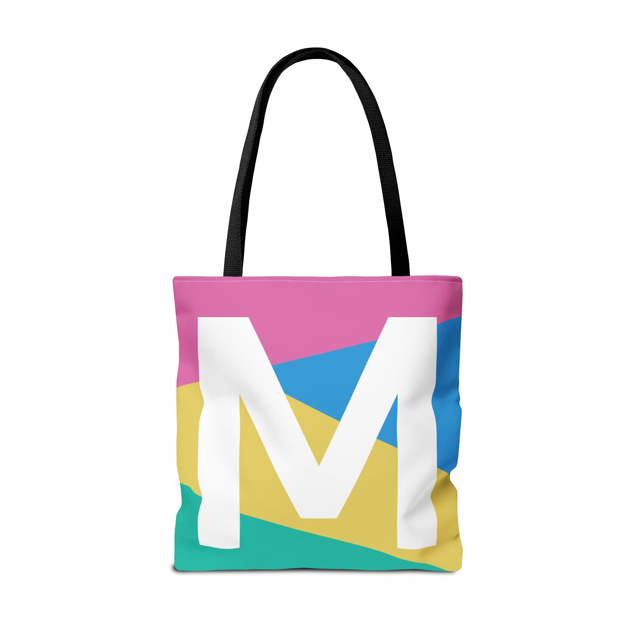 Monogram 'M' Colorblock Tote Bag — Personalized Initial M Shoulder Tote