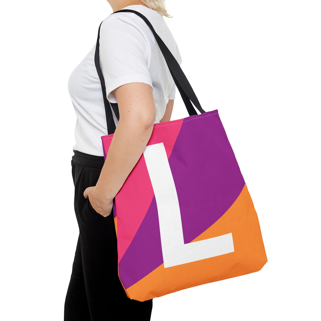 Monogram 'L' Colorblock Tote Bag — Personalized Initial L Shoulder Tote
