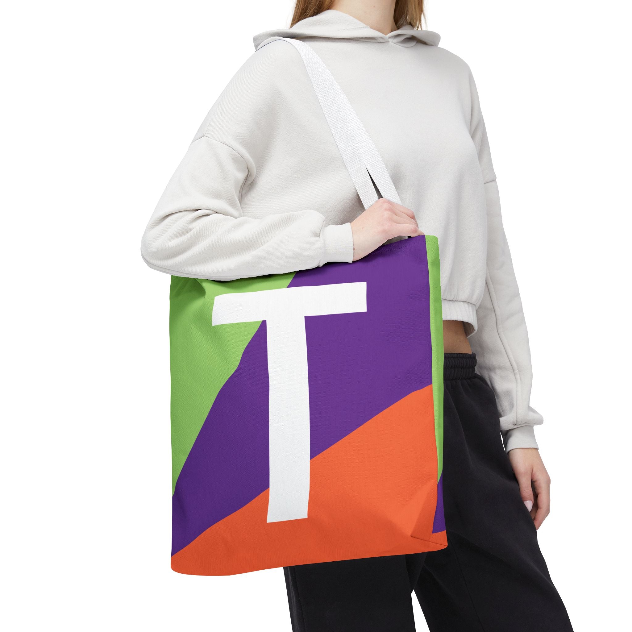 Monogram 'T' Colorblock Tote Bag — Personalized Initial T Shoulder Tote