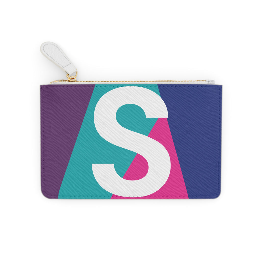 Initial S Mini Clutch — Colorblock Monogram Wristlet Wallet