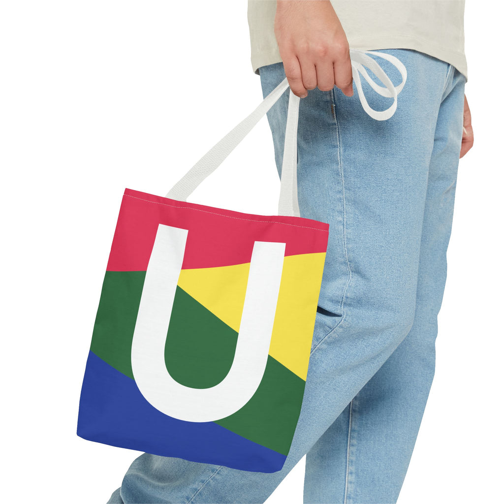 Monogram 'U' Colorblock Tote Bag — Personalized Initial U Shoulder Tote