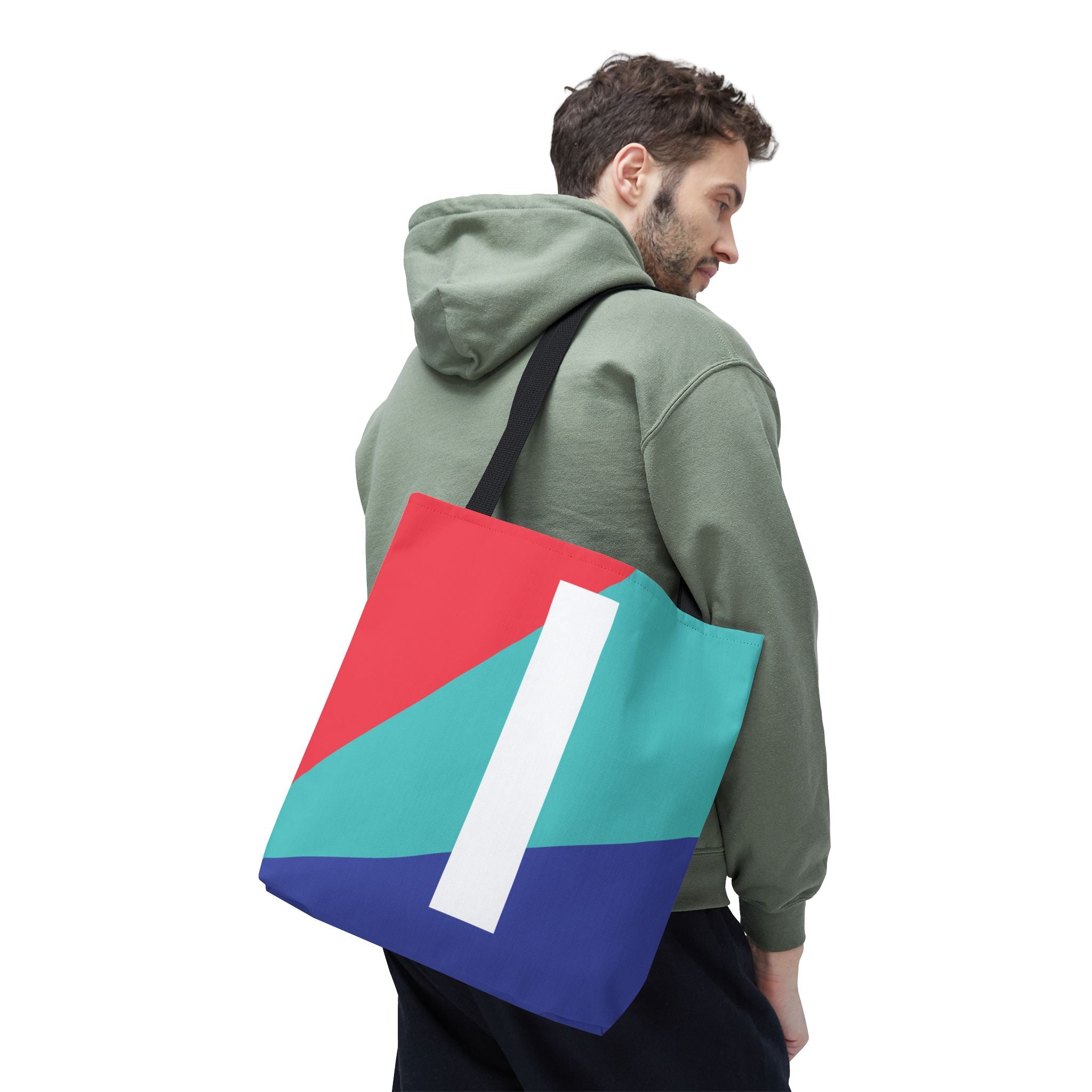 Monogram 'I' Colorblock Tote Bag — Personalized Initial I Shoulder Tote