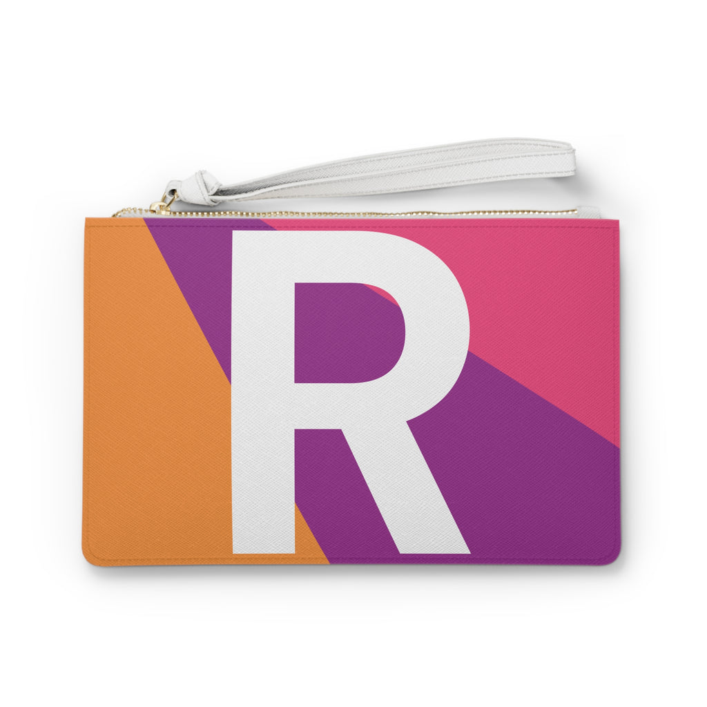 Monogram 'R' Colorblock Clutch Bag — Bold Geometric Wristlet for Everyday & Gifts