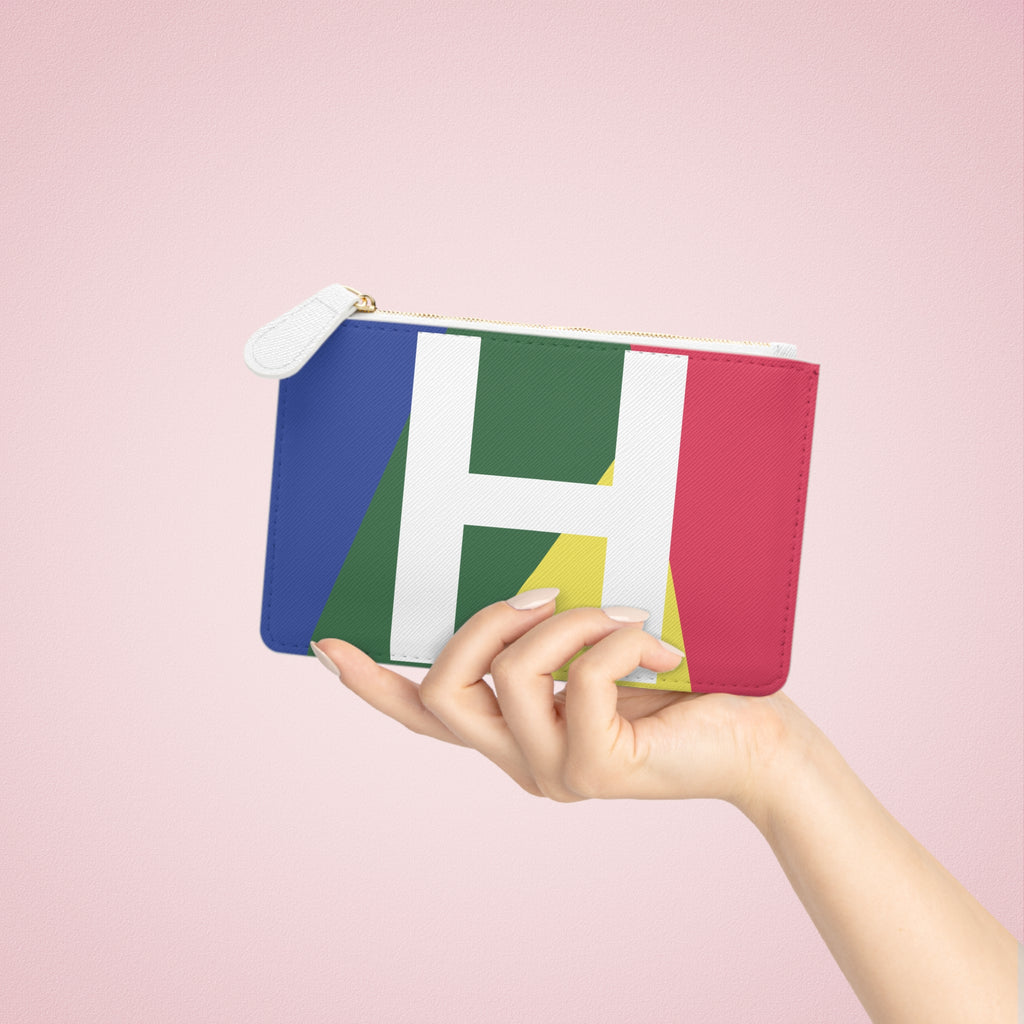 Initial H Mini Clutch — Colorblock Monogram Wristlet Wallet