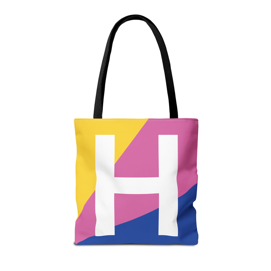 Monogram 'H' Colorblock Tote Bag — Personalized Initial H Shoulder Tote