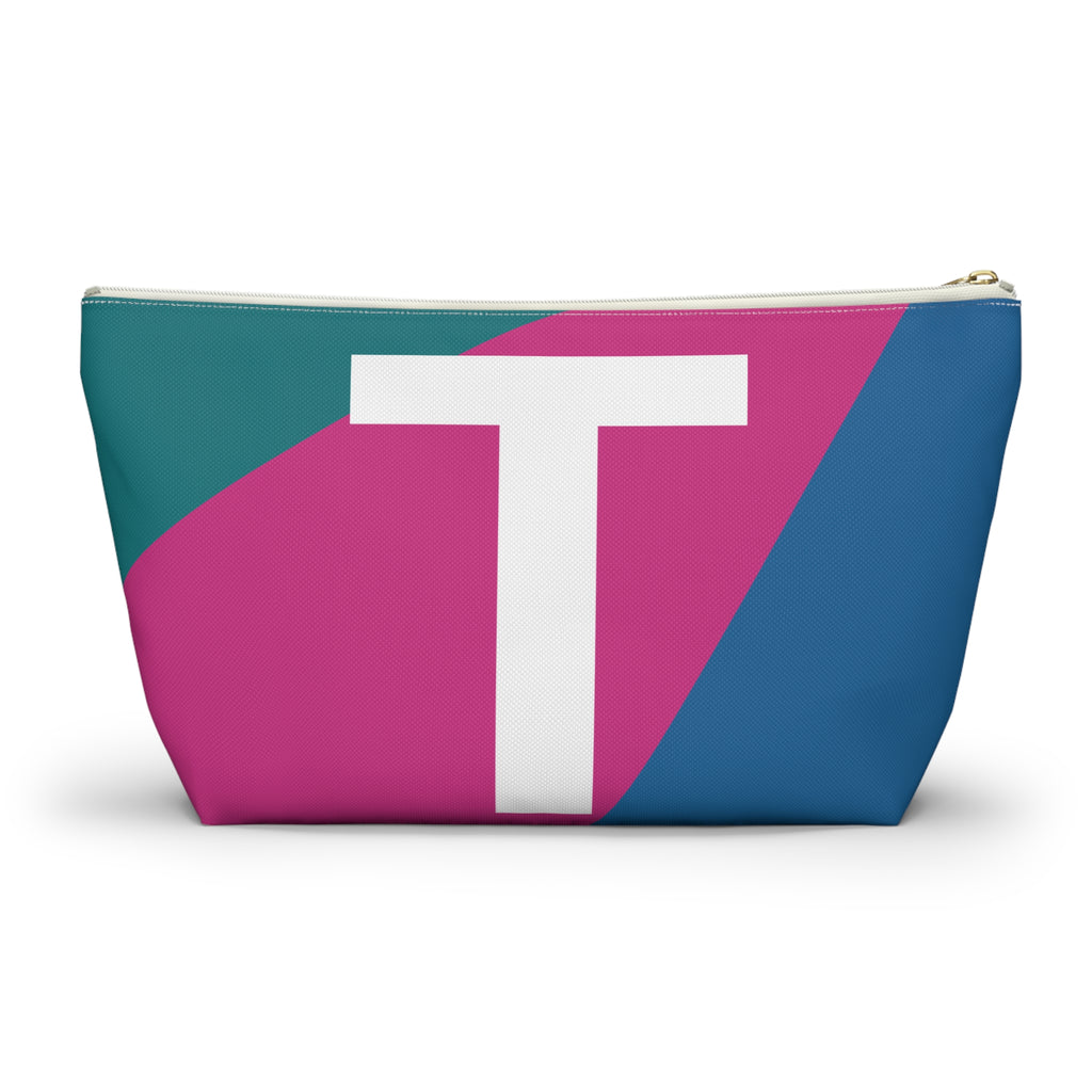 Initials Colorblock Accessory Pouch — Monogram T T-Bottom Cosmetic Bag