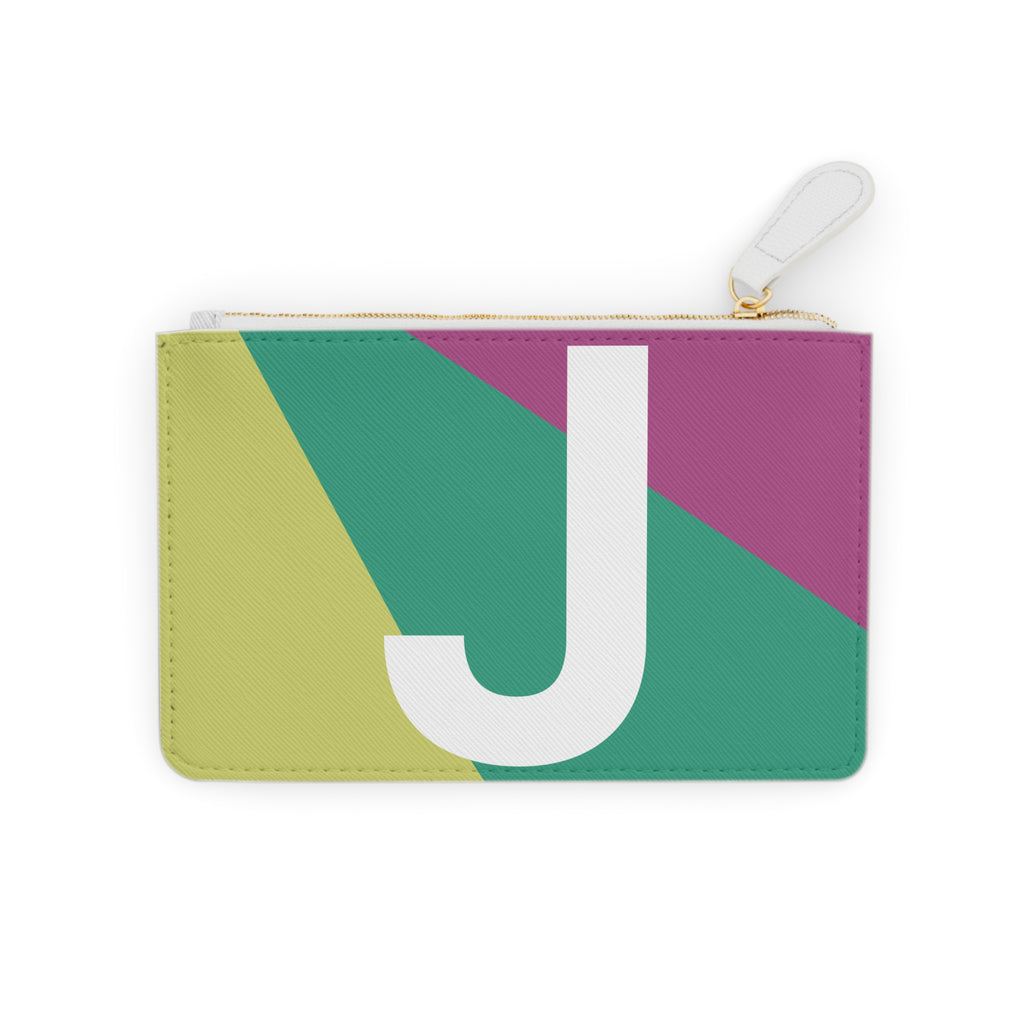 Initial J Mini Clutch — Colorblock Monogram Wristlet Wallet