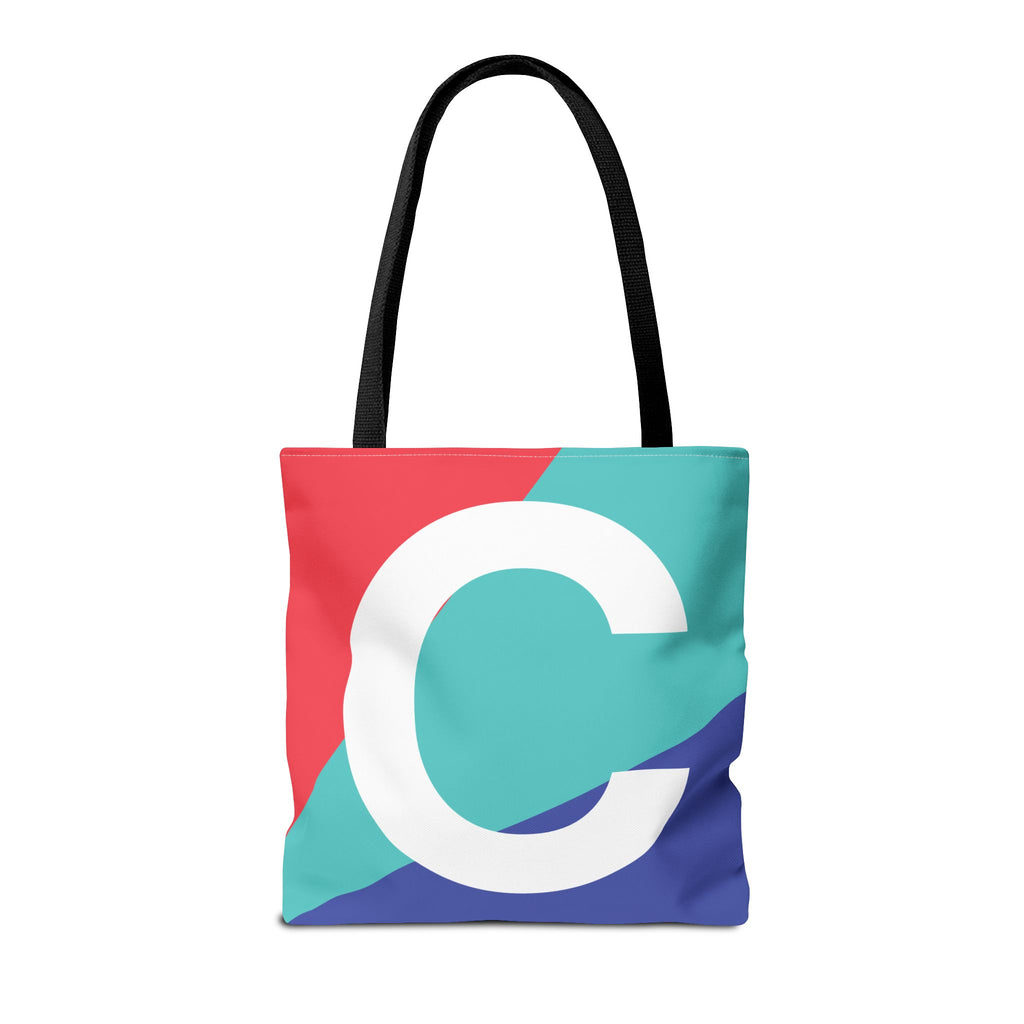 Monogram 'C' Colorblock Tote Bag — Personalized Initial C Shoulder Tote