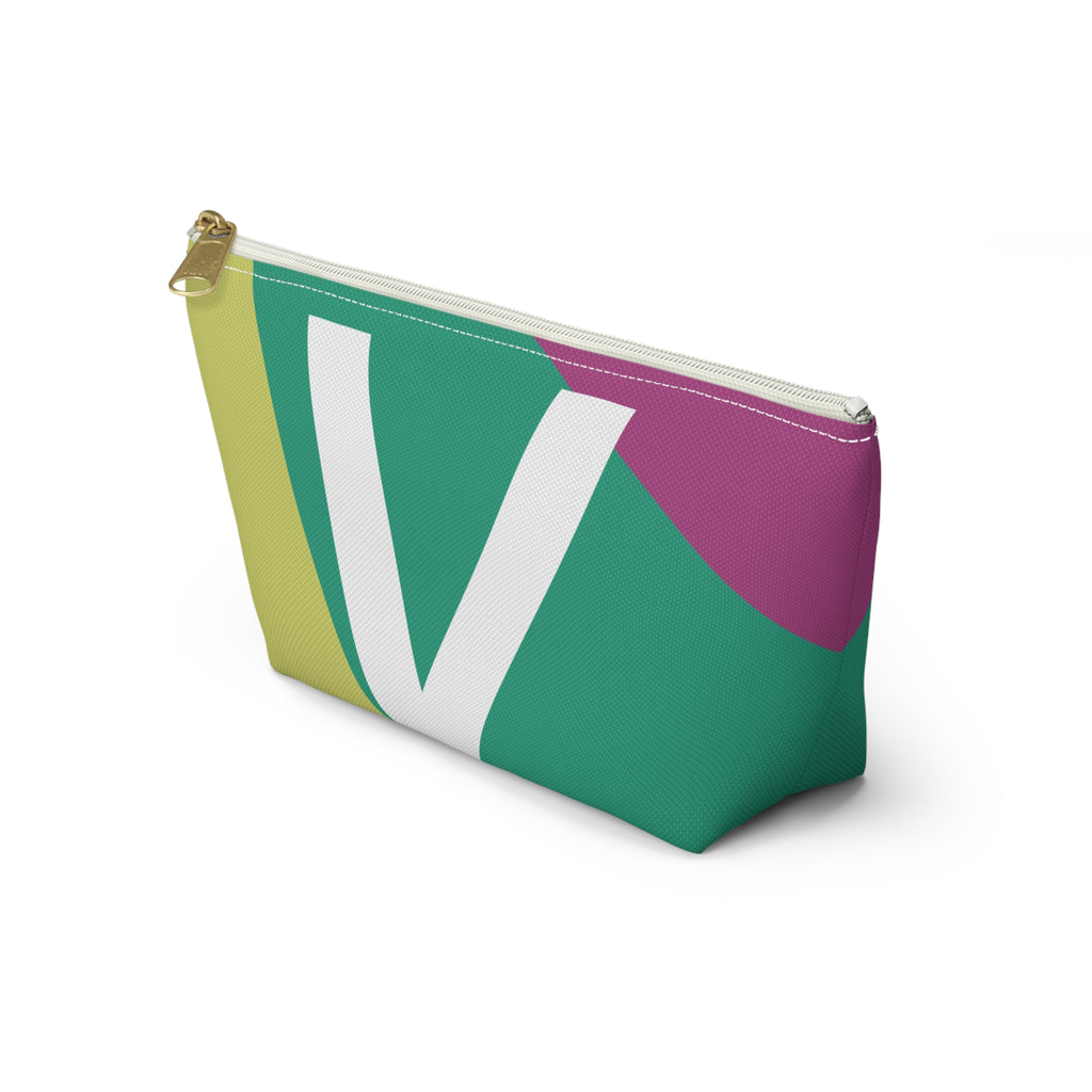 Initials Colorblock Accessory Pouch — Monogram V T-Bottom Cosmetic Bag