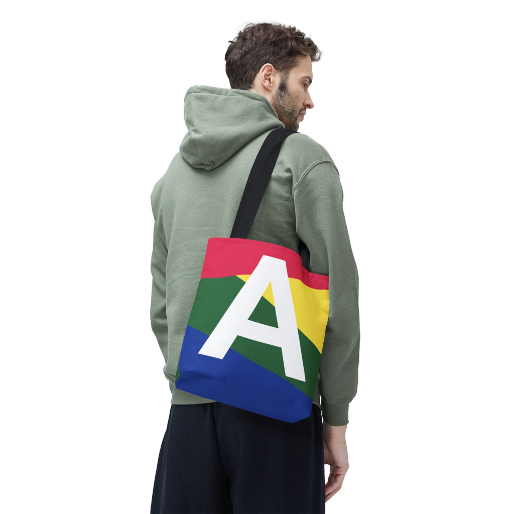 Monogram 'A' Colorblock Tote Bag — Personalized Initial A Shoulder Tote