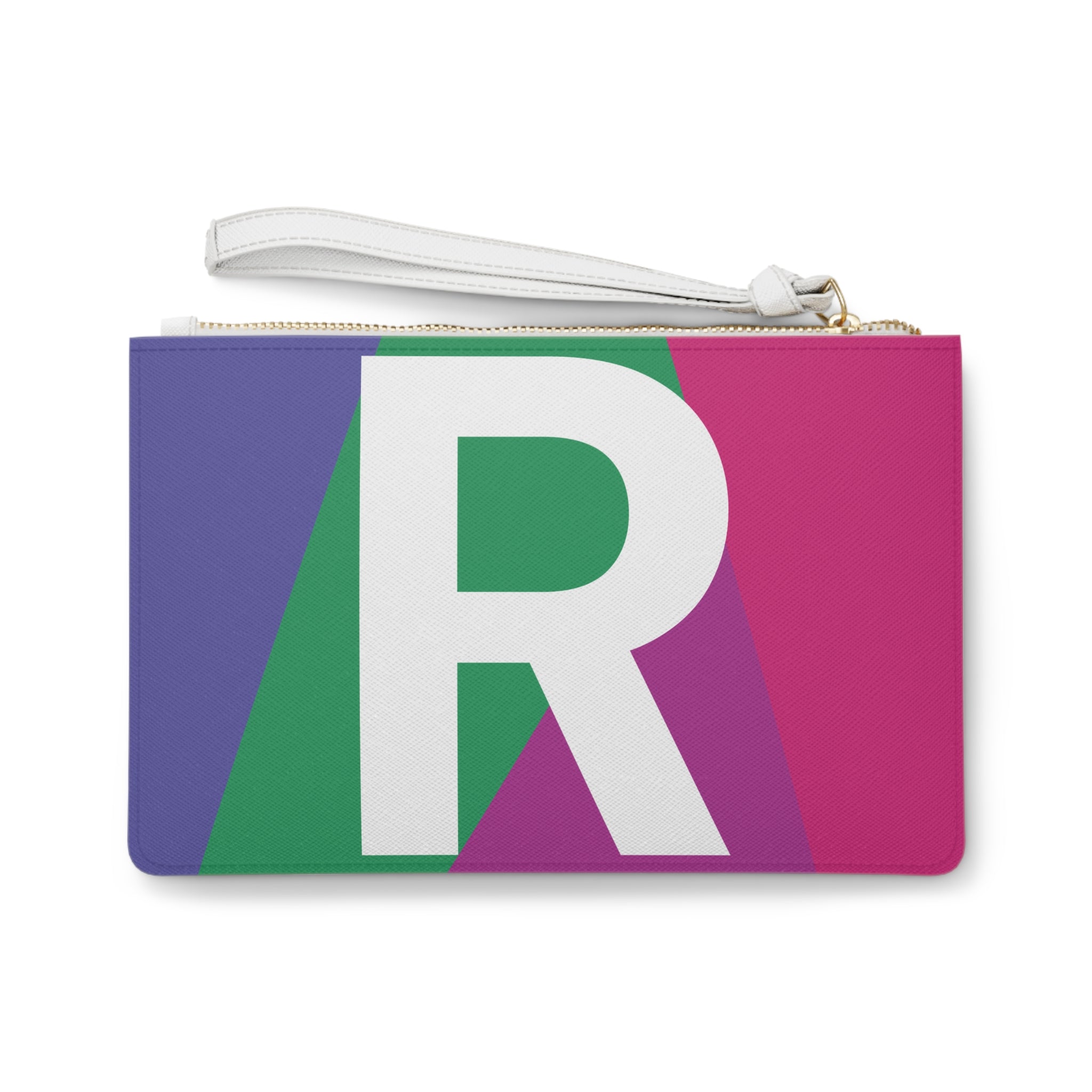 Monogram 'R' Colorblock Clutch Bag — Bold Geometric Wristlet for Everyday & Gifts