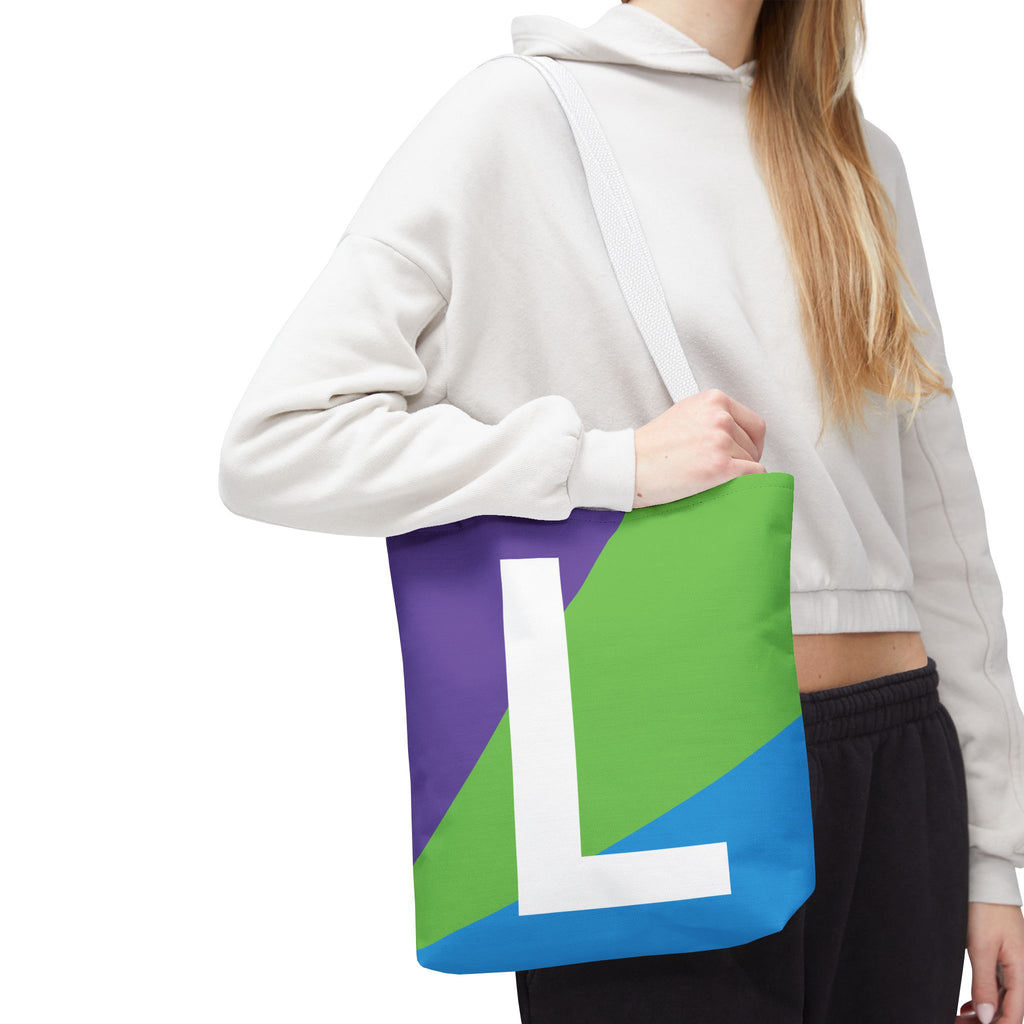 Monogram 'L' Colorblock Tote Bag — Personalized Initial L Shoulder Tote