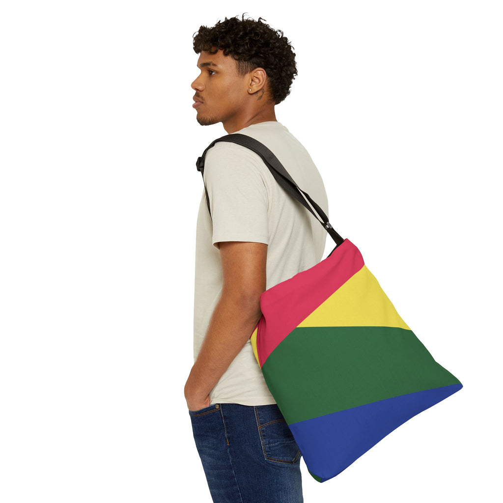 Colorblock Geometric Tote Bag — Adjustable Strap, Bright Abstract Pattern