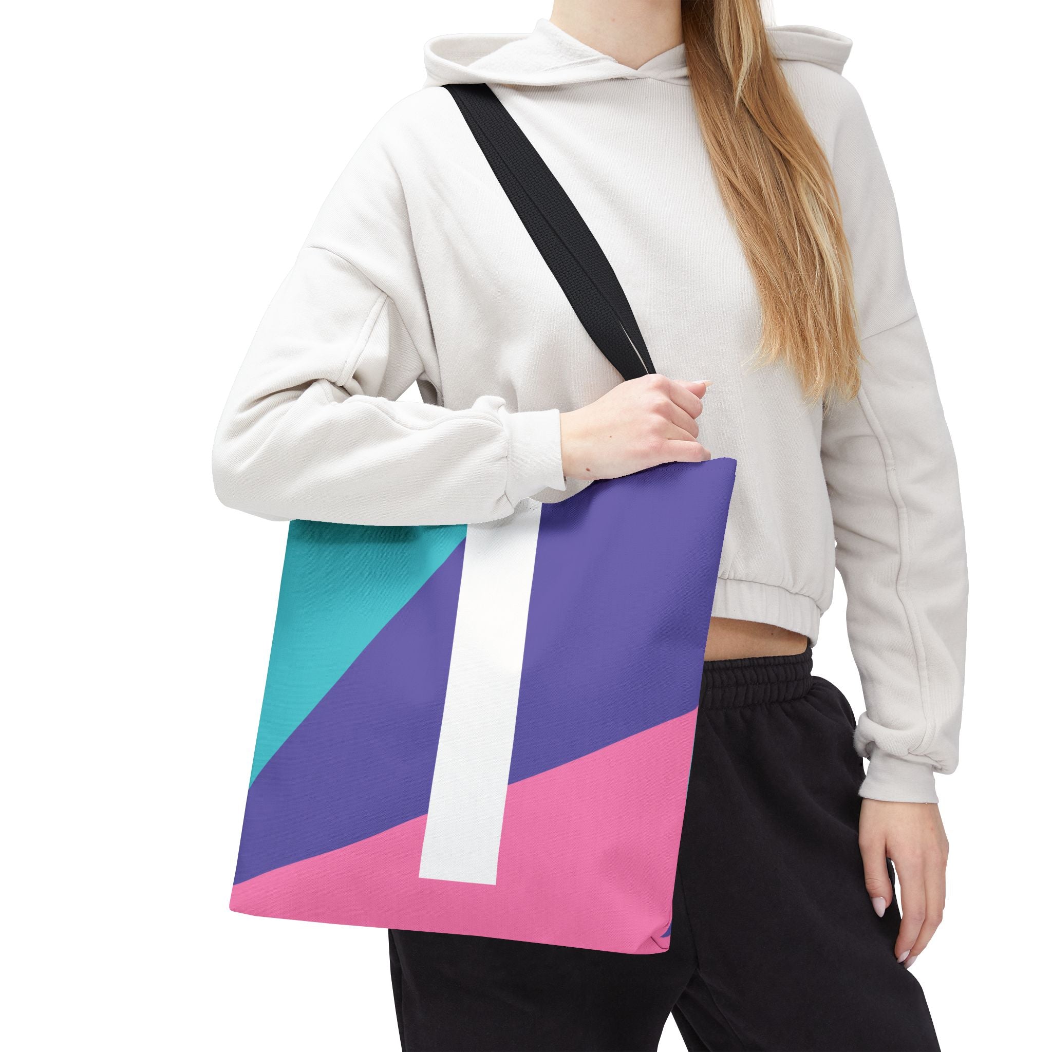 Monogram 'I' Colorblock Tote Bag — Personalized Initial I Shoulder Tote