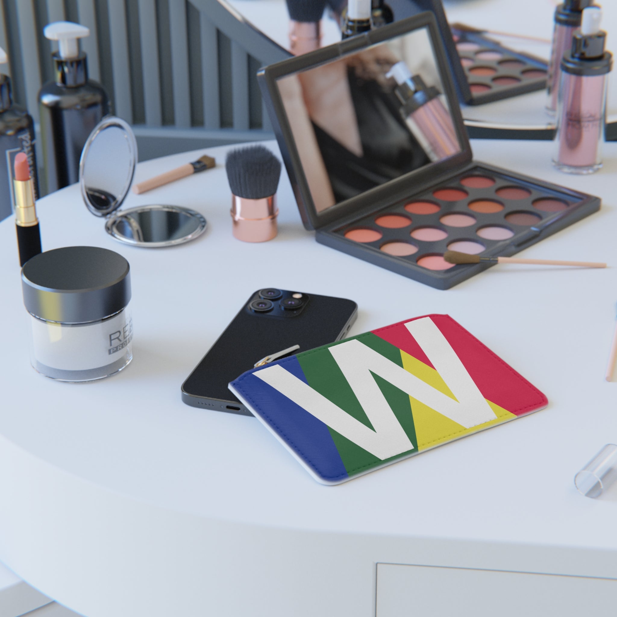 Initial W Mini Clutch — Colorblock Monogram Wristlet Wallet