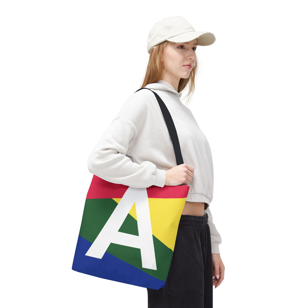 Monogram 'A' Colorblock Tote Bag — Personalized Initial A Shoulder Tote