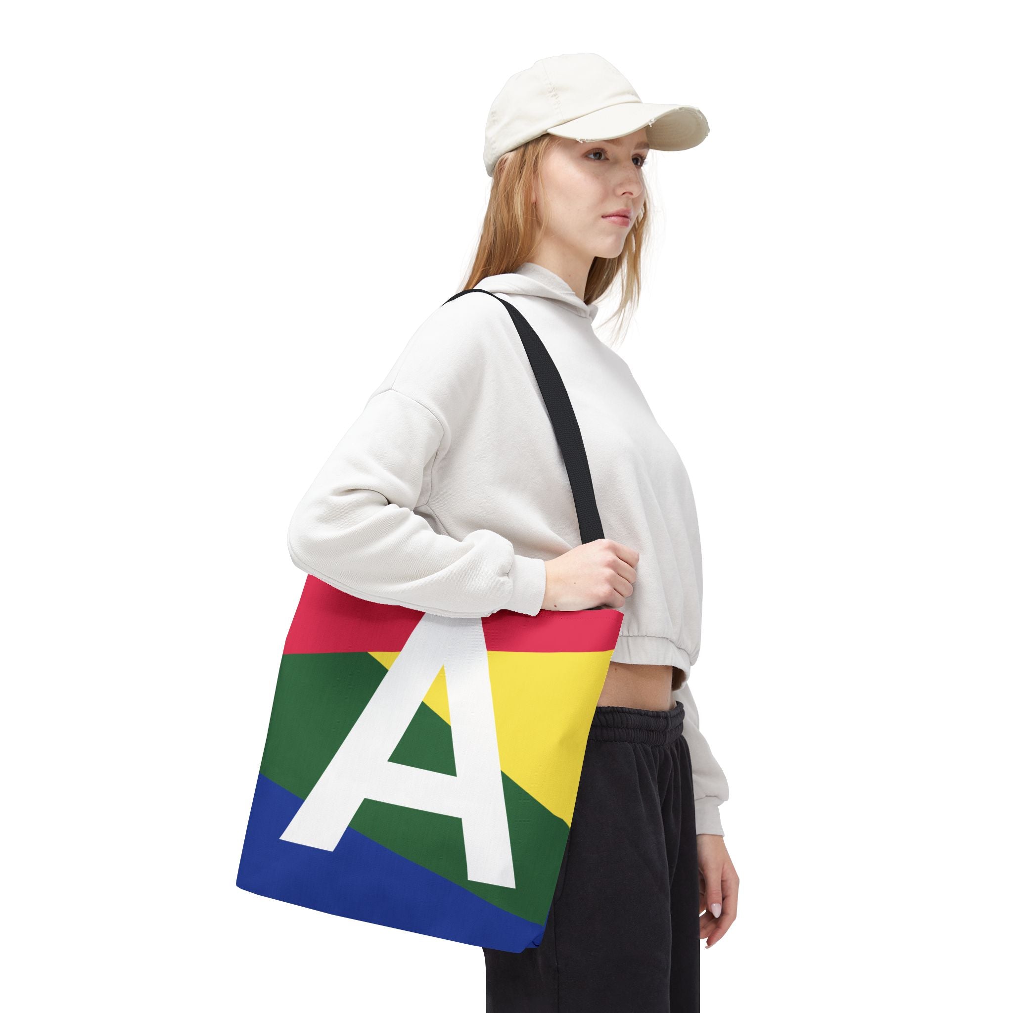 Monogram 'A' Colorblock Tote Bag — Personalized Initial A Shoulder Tote