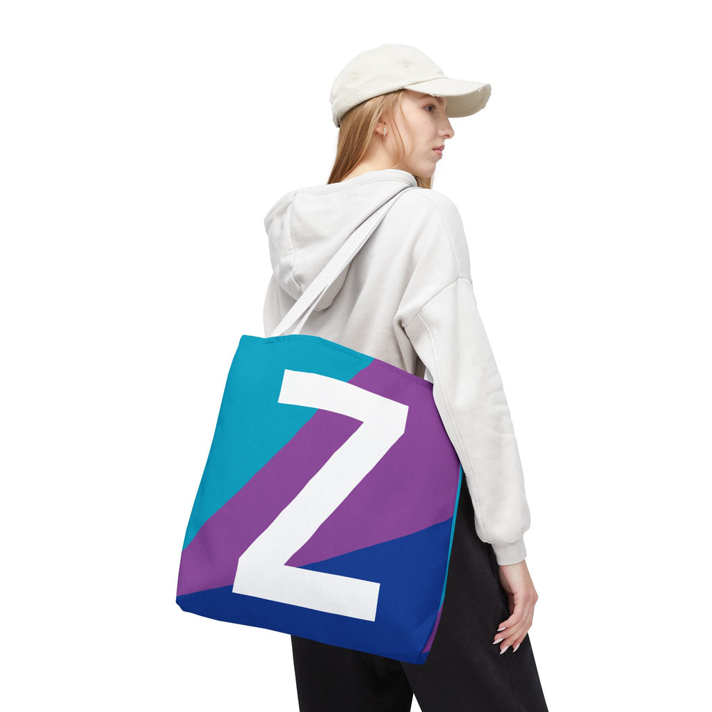 Monogram 'Z' Colorblock Tote Bag — Personalized Initial Z Shoulder Tote