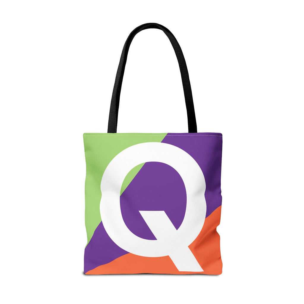 Monogram 'Q' Colorblock Tote Bag — Personalized Initial Q Shoulder Tote