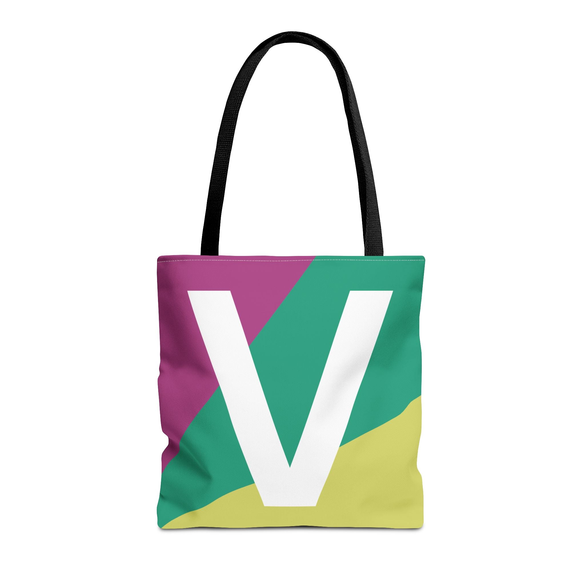 Monogram 'V' Colorblock Tote Bag — Personalized Initial V Shoulder Tote