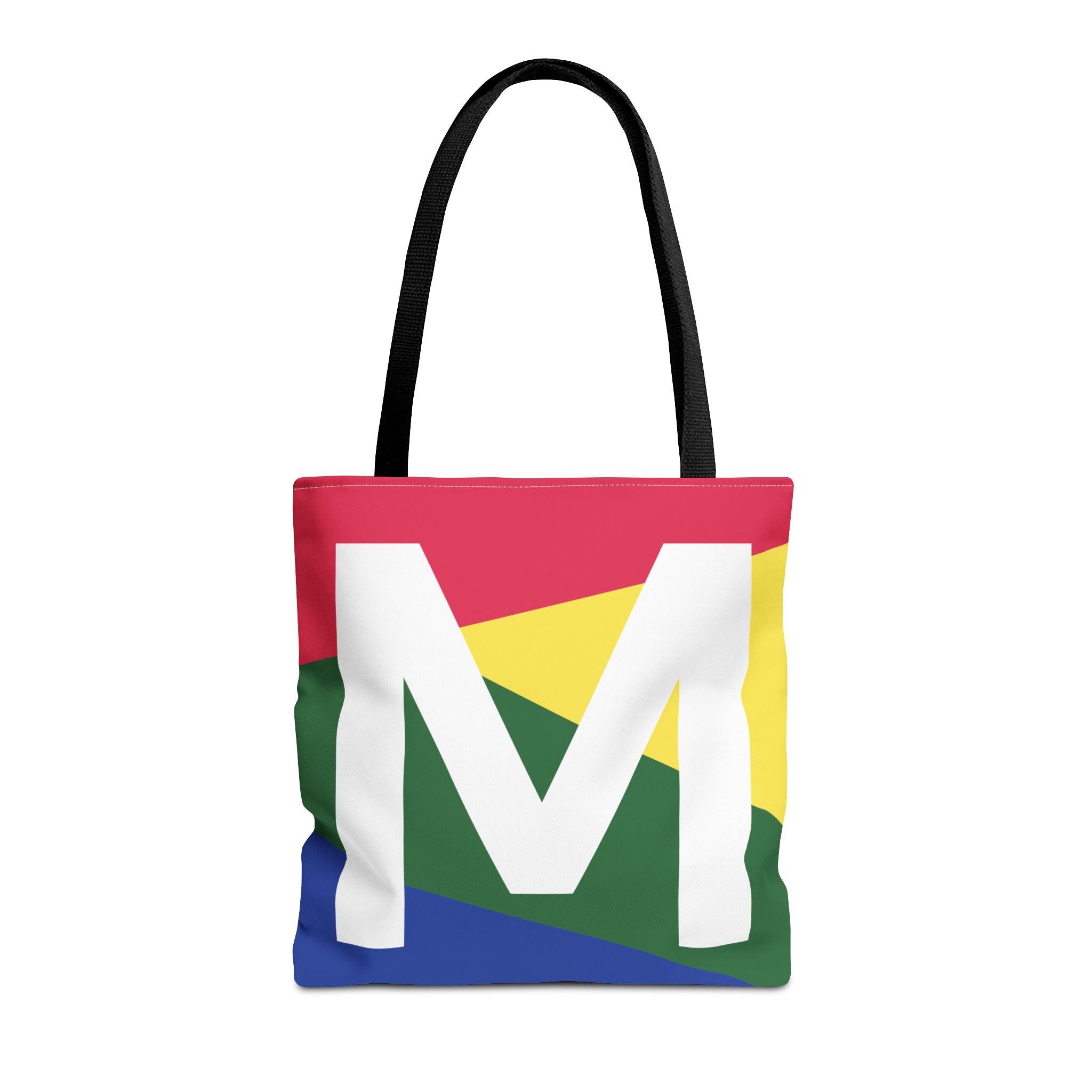 Monogram 'M' Colorblock Tote Bag — Personalized Initial M Shoulder Tote