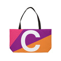 Personalized 'C' Colorblock Tote Bag — Monogram Weekender Tote