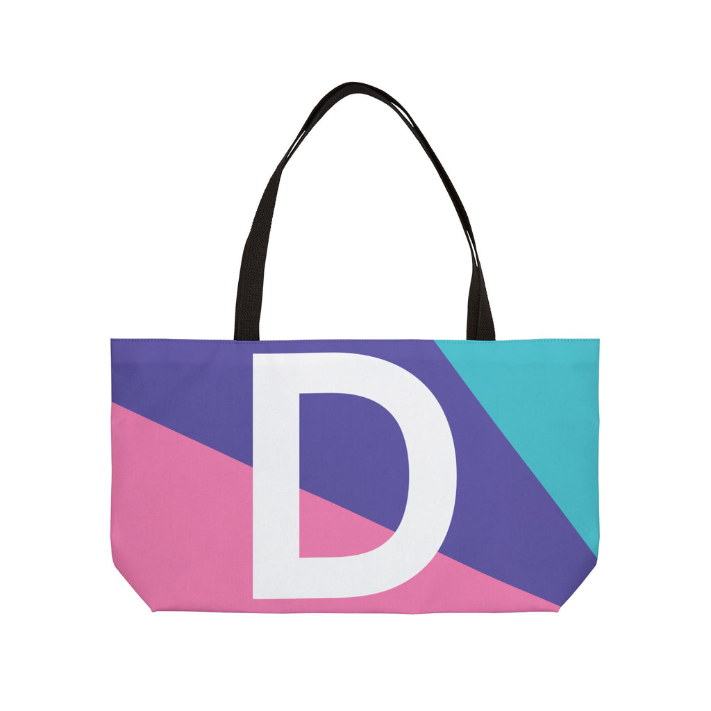 Personalized 'D' Colorblock Tote Bag — Monogram Weekender Tote