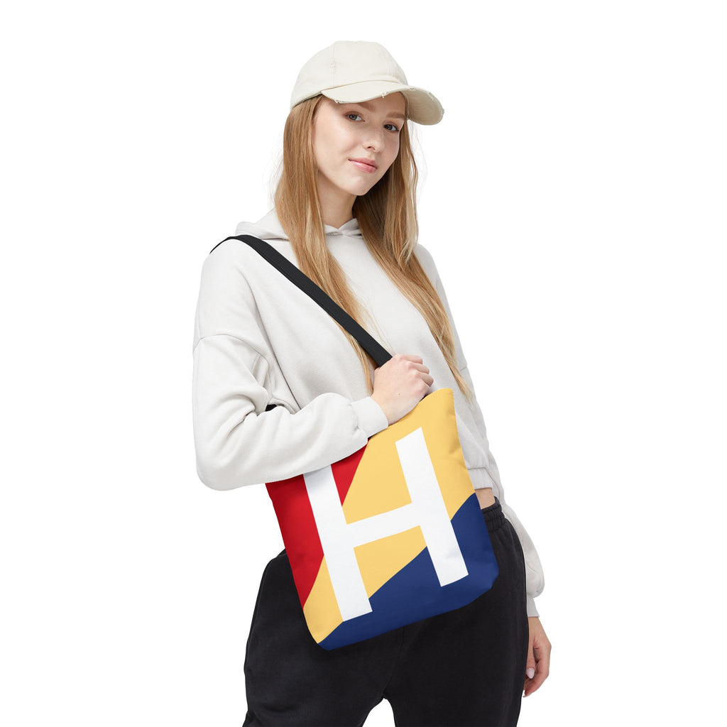 Monogram 'H' Colorblock Tote Bag — Personalized Initial H Shoulder Tote